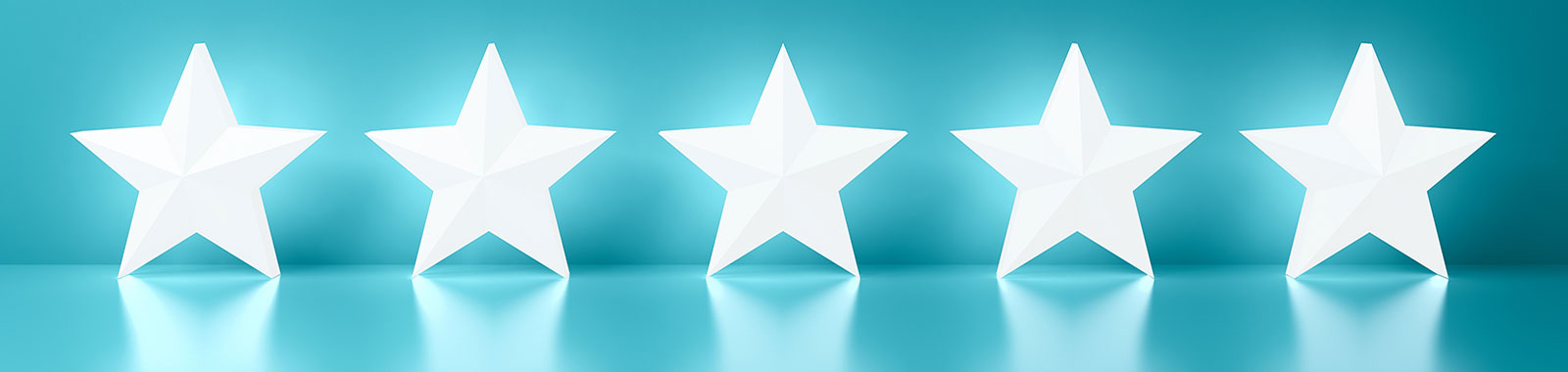 5 stars on a bright blue background
