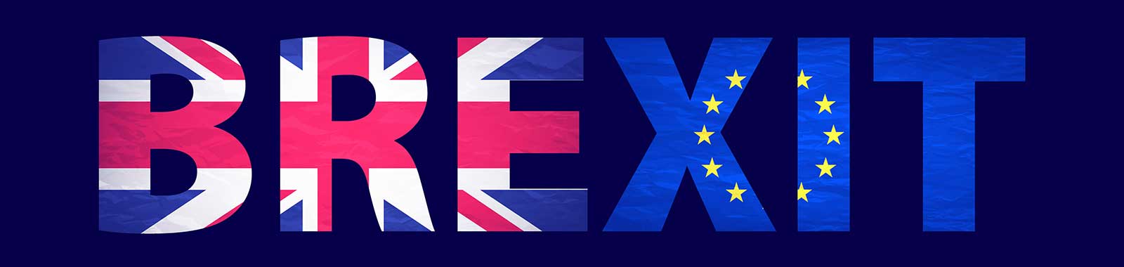 Brexit banner with the Union Jack and European flags